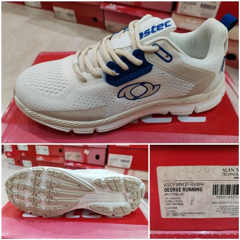 Sepatu Astec George Running White/Blue - ORI COUNTER