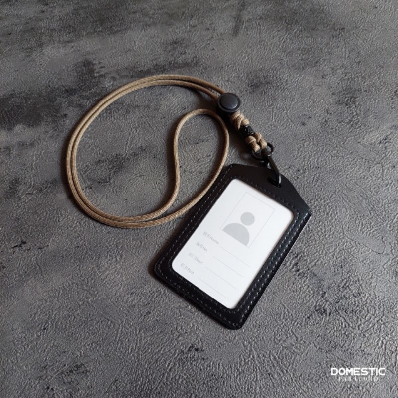 

Lanyard ID card holder tali paracord gantungan kalung id name tag - Brown