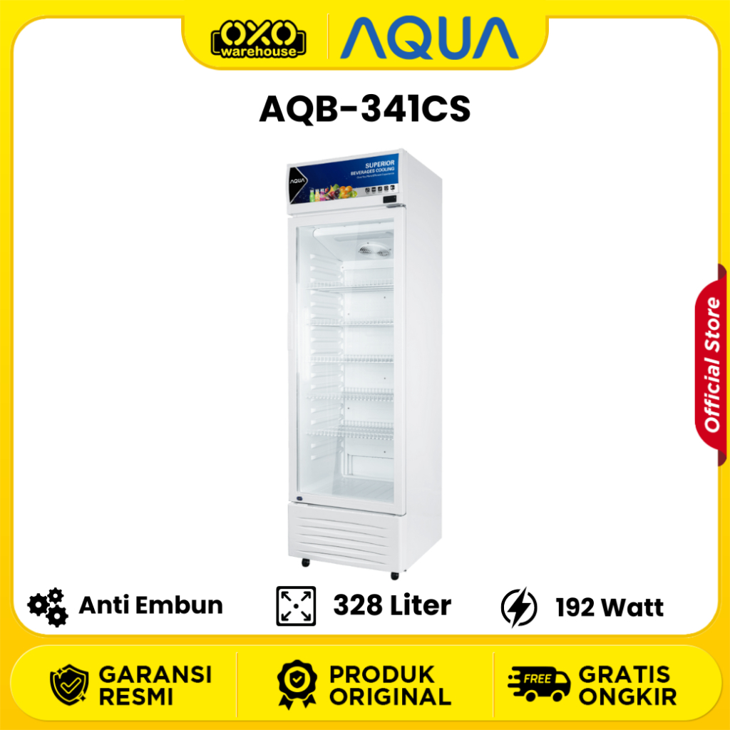 Aqua Showcase Kapasitas 328 Liter Fast Cooling Hemat Daya AQB-341CS Garansi Resmi