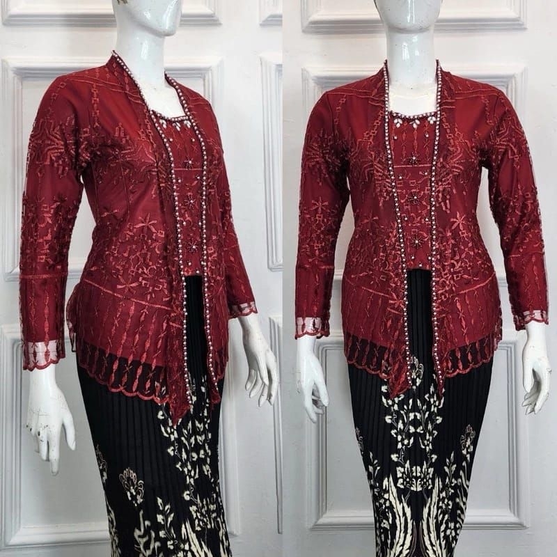 Melia Kebaya - Kebaya Tulle Kartini Payet / Kebaya Kutubaru Tulle Payet / Kebaya Wisuda / Set Kebaya