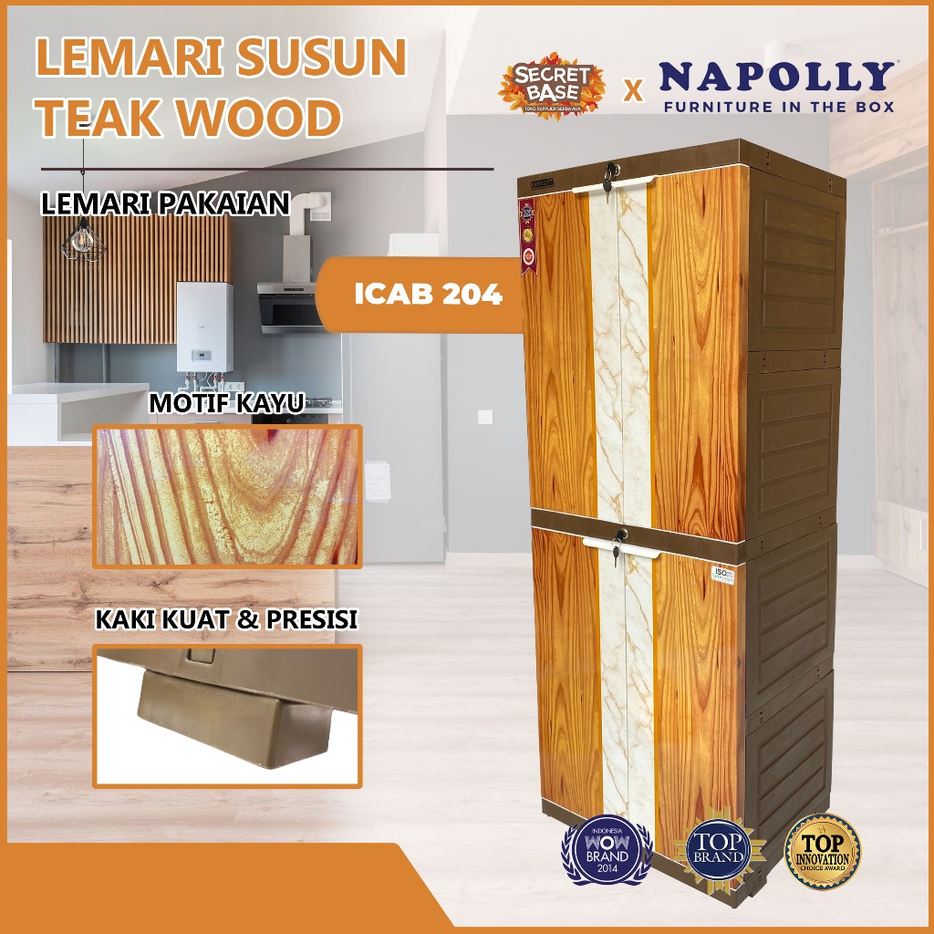 NAPOLLY ICAB 204 - Kunci / Almari Plastik / Lemari Susun Pakaian / Bok / Lemari Jumbo