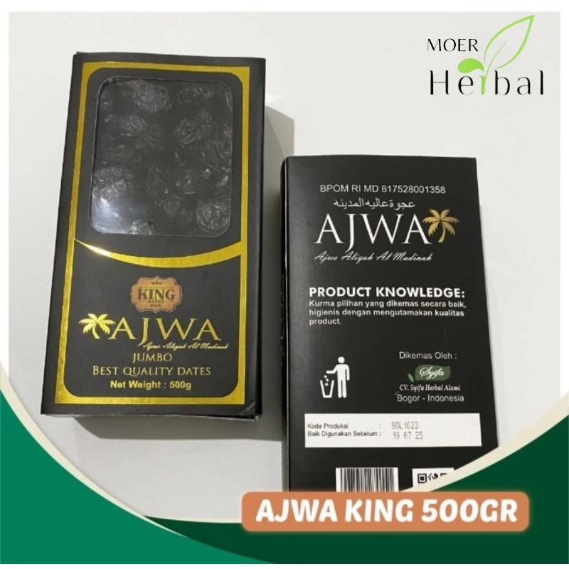 

Ajwa Jumbo King Premium 500 gram / Kurma Ajwa Madinah Jumbo Lembut