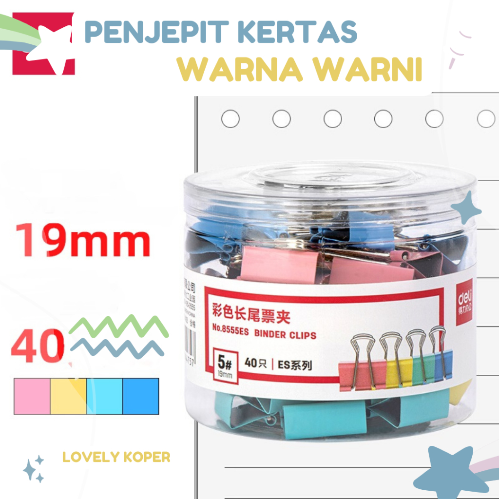 

Binder Clips Penjepit Kertas Jepitan Kertas Paper Clips Warna Warni Alat tulis Klip Kertas