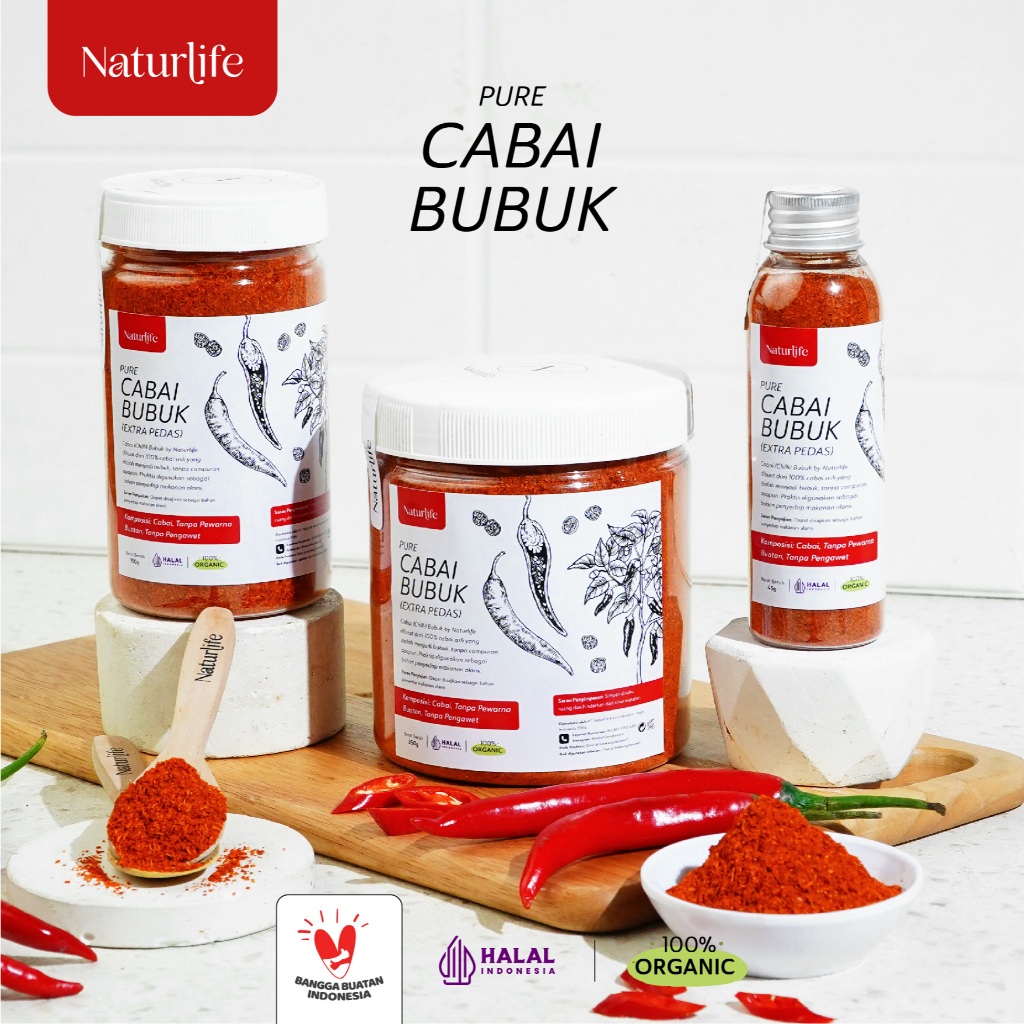 

CABE BUBUK MURNI PREMIUM ASLI TANPA CAMPURAN ASLI 100% ORIGINAL / BUBUK CABE KERING HALUS / CABAI BUBUK / CHILI POWDER / CABAI BUBUK HALUS / BUMBU REMPAH DAPUR / CABAI BUBUK KASAR / NUTRIFARM / BRAGG/DARI BUMI /GEMELI LEMOVITA NUTRILOGY OFFICIAL BEORGANIK