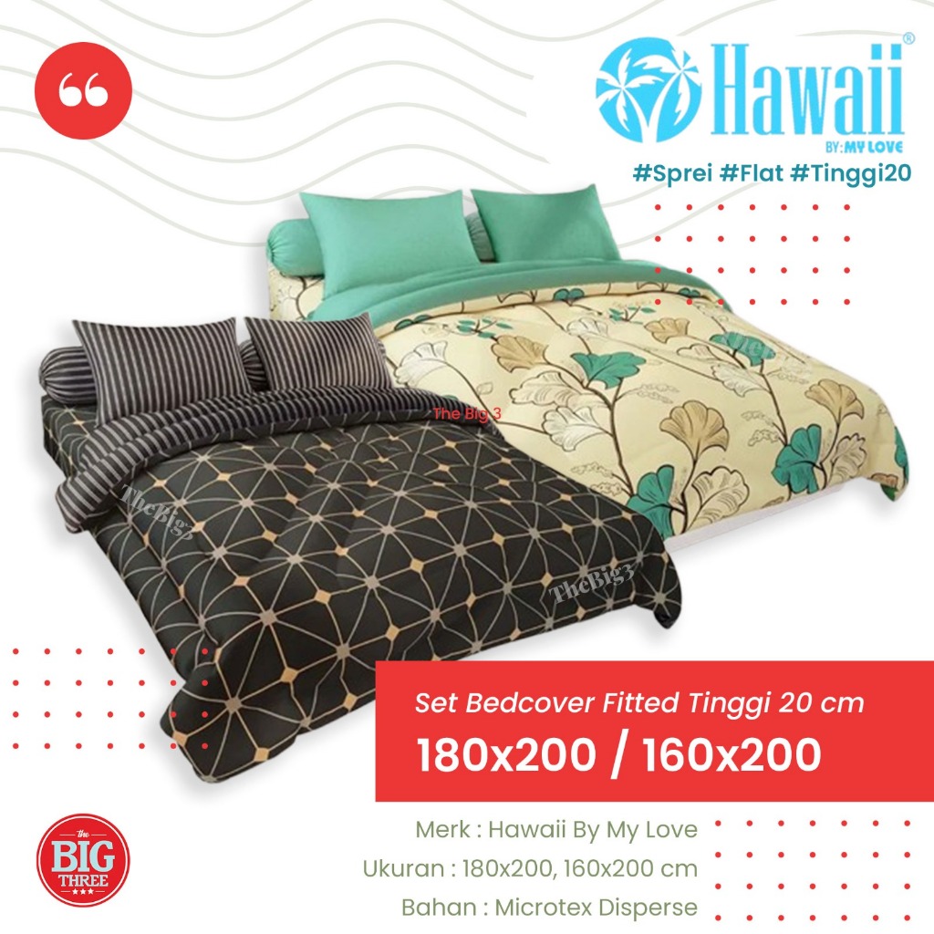 Hawaii Set Bedcover + Sprei Flat 180x200/160x200/BC SAJA - TBTSPREI