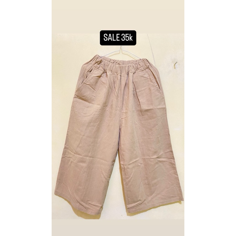 celana kulot bahan linen warna coksu atau milo