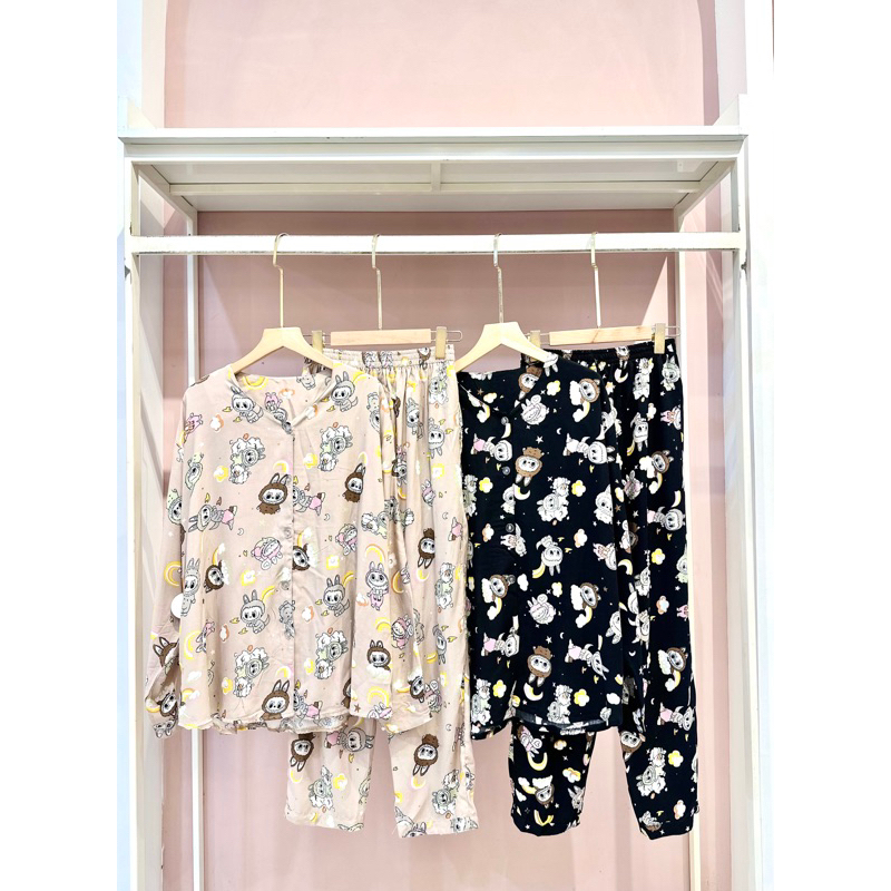 CANDY LADY Labubu Piyama Set PP / Baju Tidur Wanita Terbaru / Setelan Piyama Celana Panjang Lengan P
