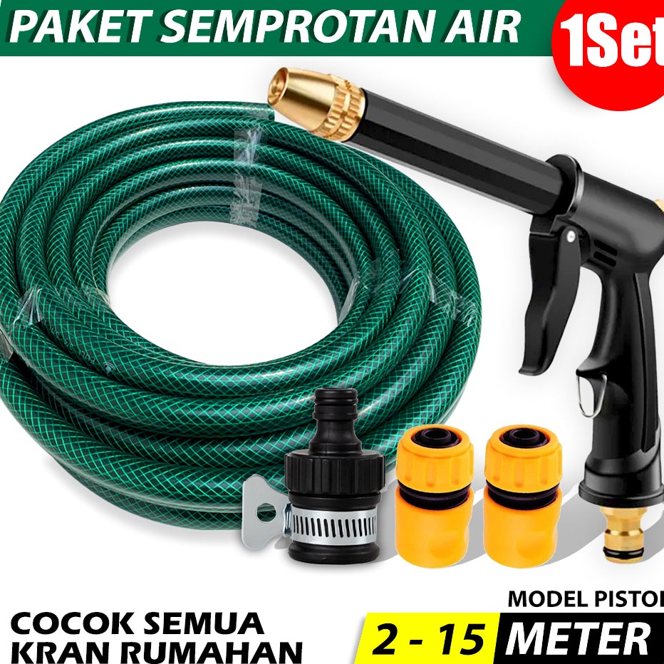 Ralali Selang Semprotan Air Semprot Cuci Motor Mobil Siram Taman Benang Hijau Komplit  Paket Semprot