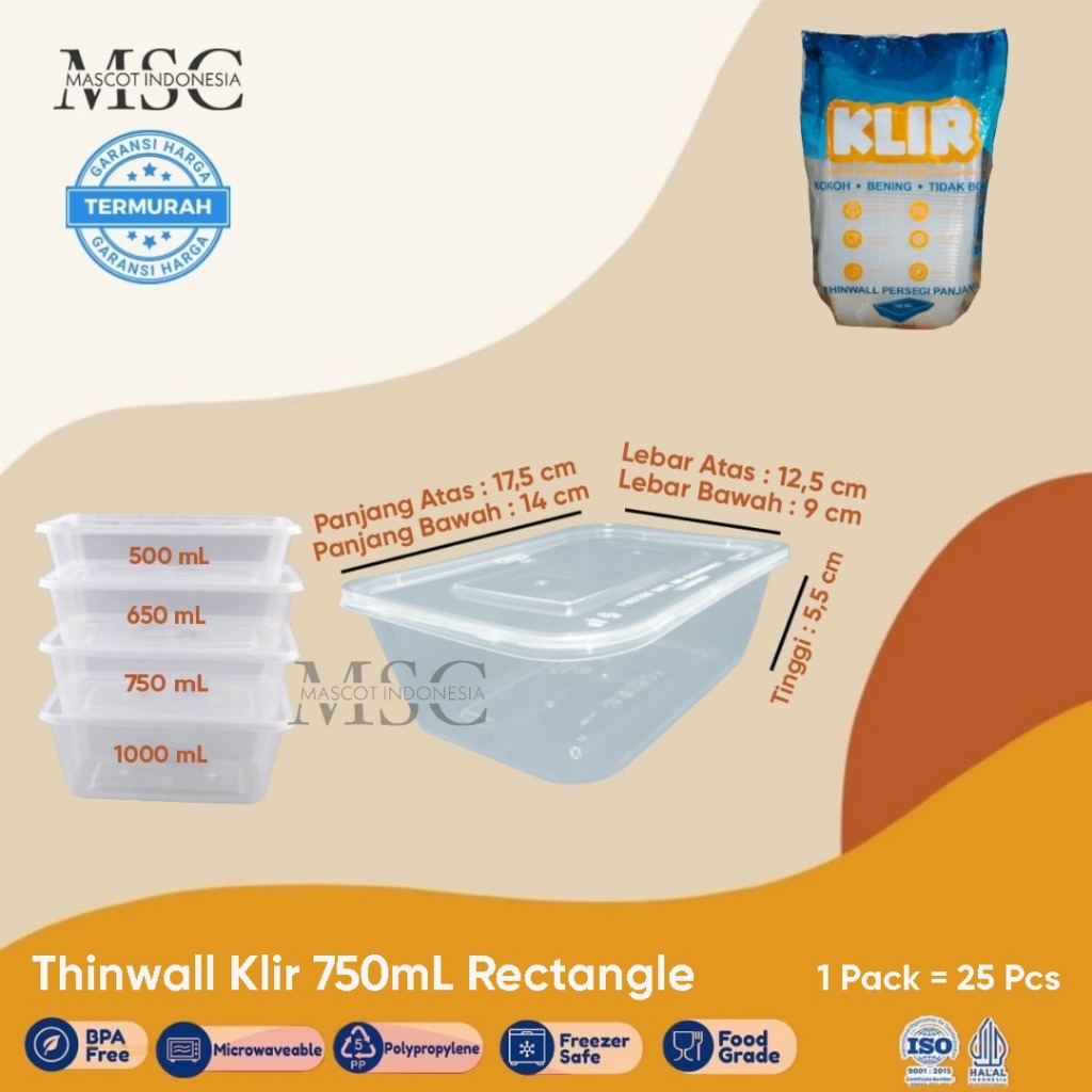 THINWALL KLIR 750ML RECTANGLE