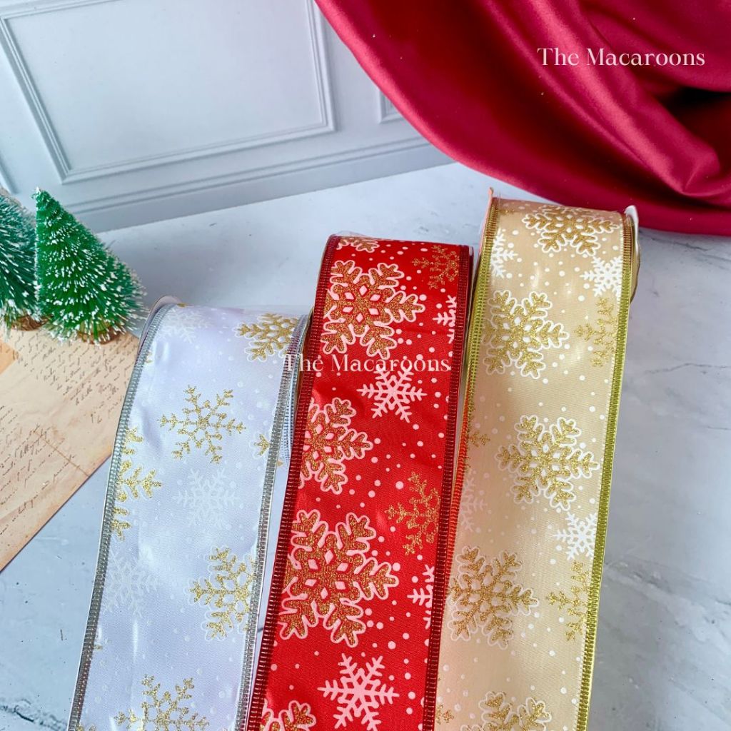 

Pita Glitter Natal / Pita Roll Kawat Aksesoris Hampers Dekorasi Pohon / Hiasan Kado Natal Parcel