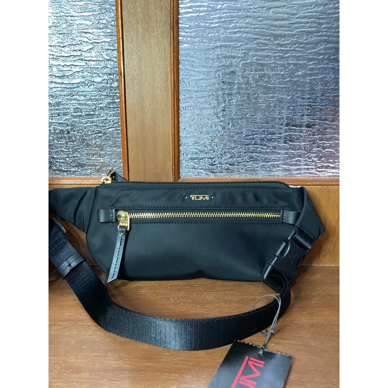 Tumi Meera Slim Waist Pack Sling Bag Black AUTHENTIC