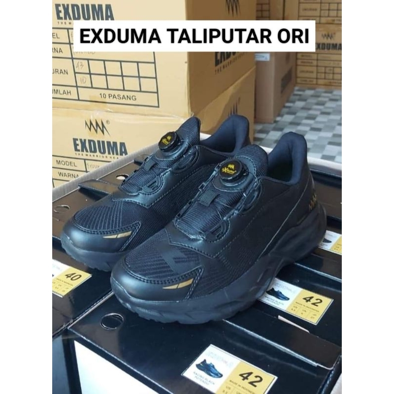 SEPATU EXDUMA TALI PUTAR/SEPATU EXDUMA SUPER BLACK ORI