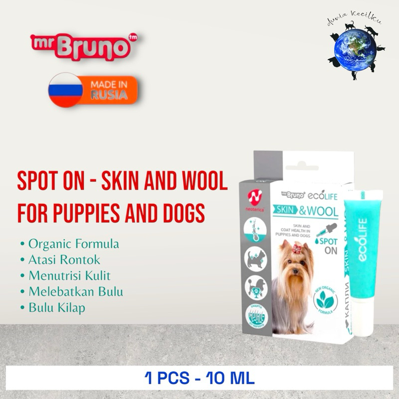 Mr Bruno Spot On - Skin & Wool Vitamin Bulu & Kulit Anjing / Anti Rontok / Tebal / Kilap (1 TUBE 10 