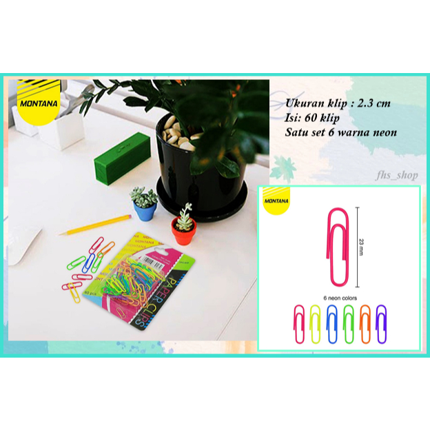 

60 Pcs Klip Kertas Neon Paper Klip Penjepit Kertas Klip Kertas Warna Warni Montana Neon Paper Clip