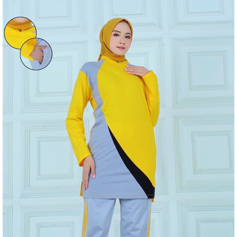 Baju Olahraga senam Tunik Terbaru//Kaos Olahraga tunik wanita