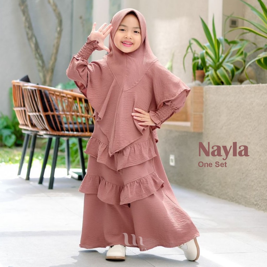 Gamis Anak Perempuan Syar'i 3 Sampai 13 Tahun Nayla Set By Nayfar Kids