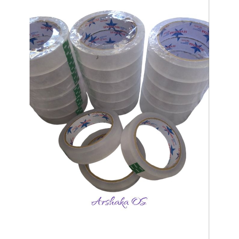 

Lakban/ Isolasi bening transparan 24mm x 90yard seven star/ solasi bening/selotip bening
