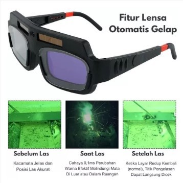 Kacamata Las Otomatis Kacamata Welding Glasses Auto Darkness Kacamata Tukang Las Anti Silau Solar / 