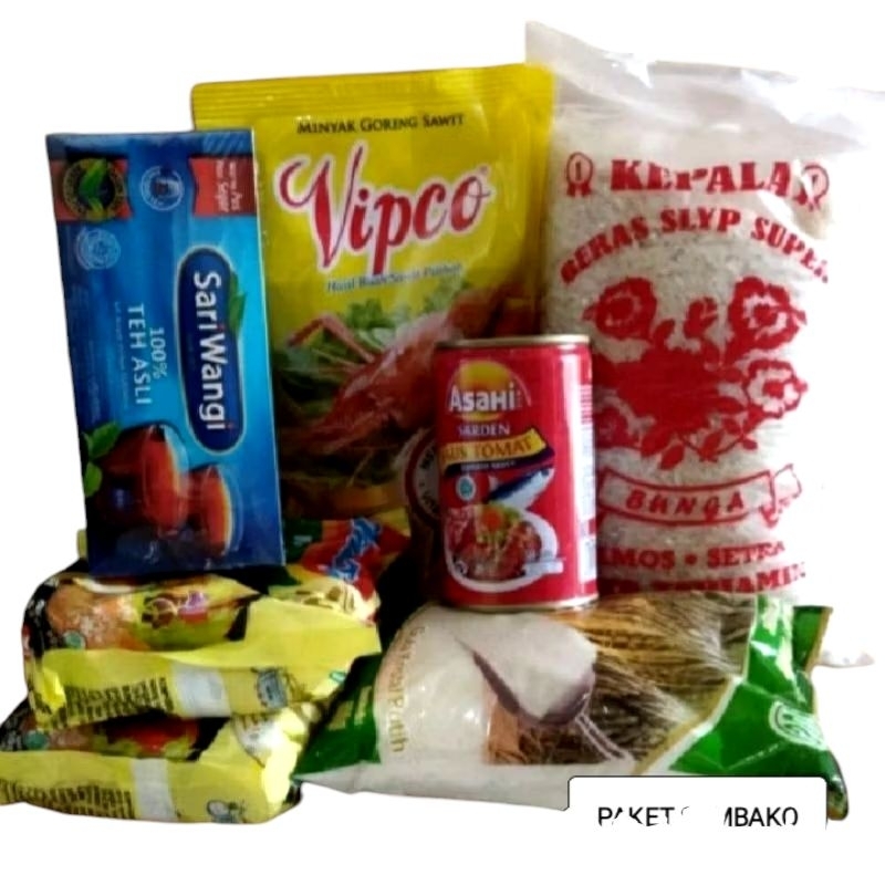

paket sembako hemat / mie / beras / gula / teh / sarden
