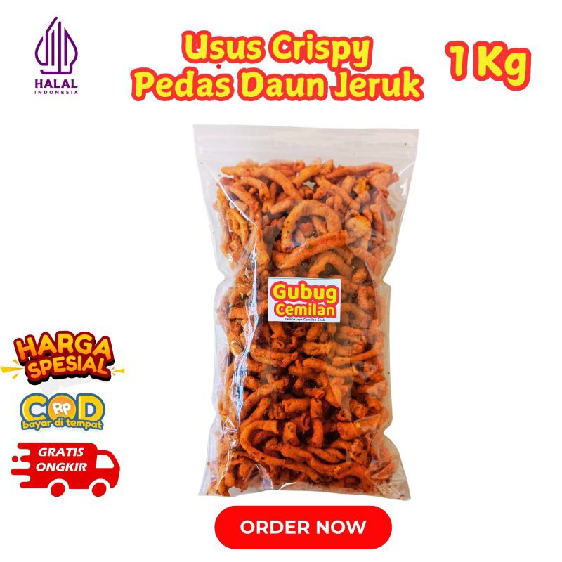 

Usus Pedas Daun Jeruk Keripik Usus pedas 1kg