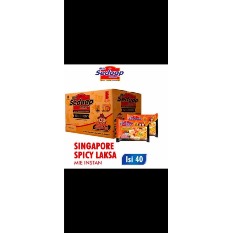 

Mie sedap kuah singapur laksa 1 dus isi 40pcs