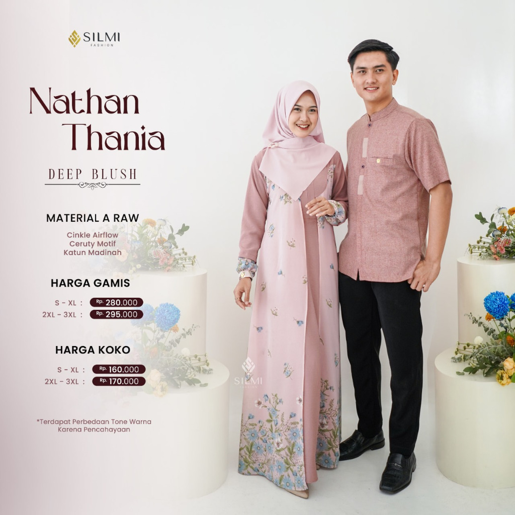 BAJU COUPLE/COUPLE MUSLIM/COUPLE SILMI/CAOUPLE NATHAN THANIA/GAMIS SILMI/KOKO SILMI/NATHAN THANIA
