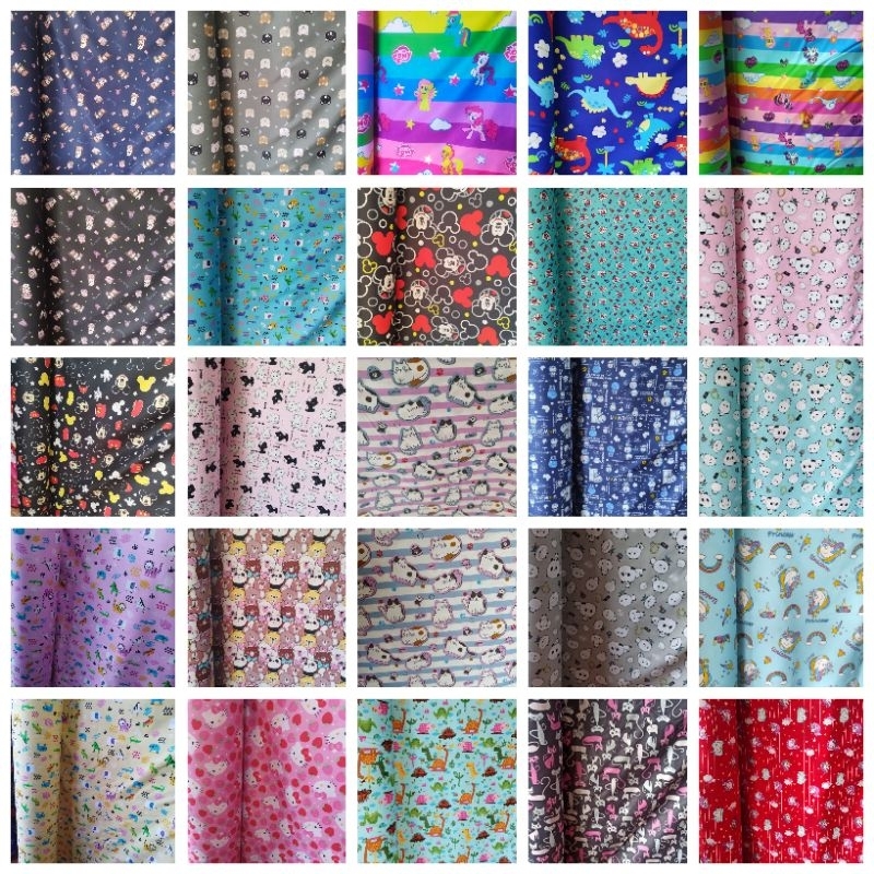 (HARGA 1 METER) KAIN SPREI DAN BAHAN GORDEN KARAKTER KECIL