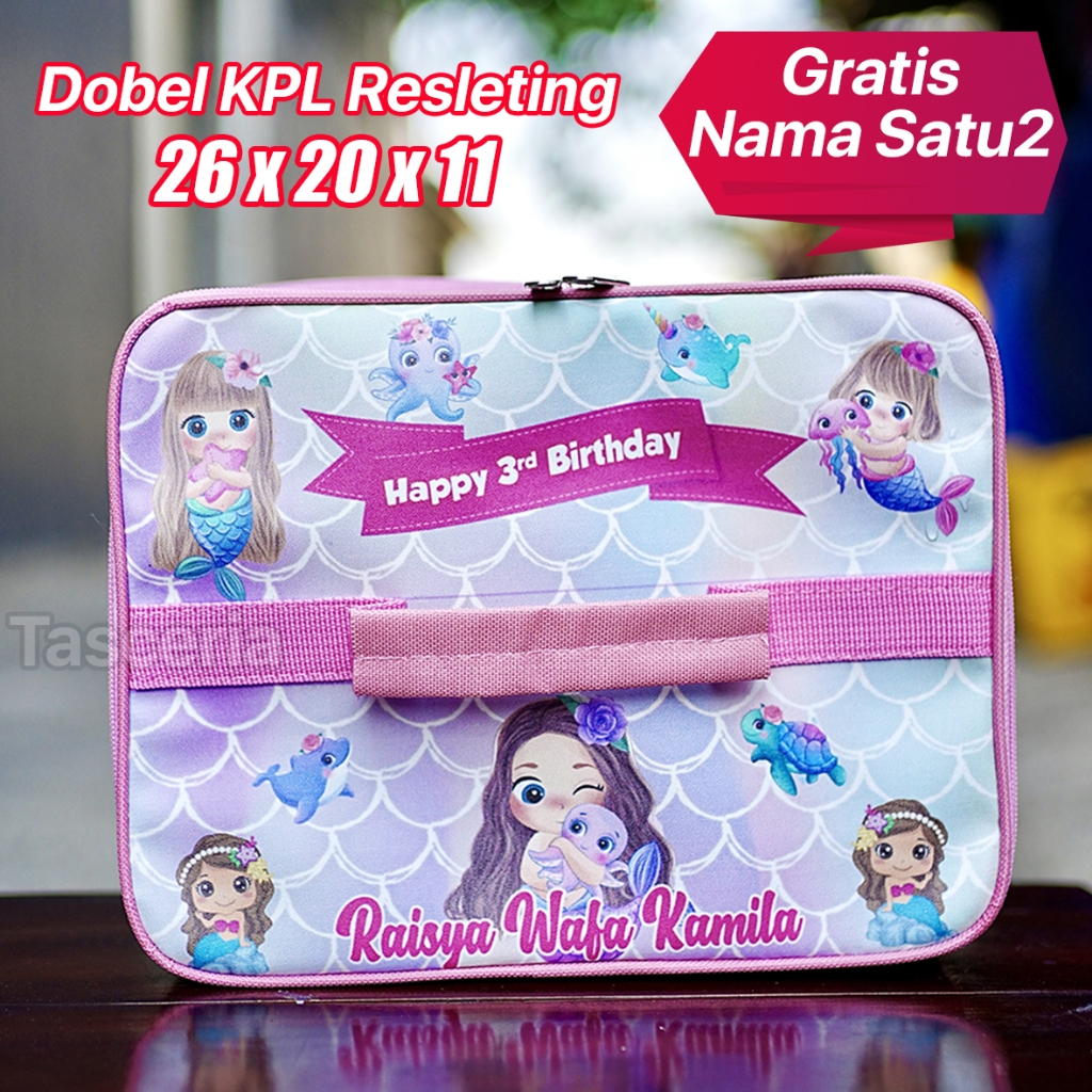 Tas Kotak Makan Anak Custom Mermaid / Tas Lunch Bag Anak Custom / Tas Ultah Anak Lunch Bag / Tas Sou