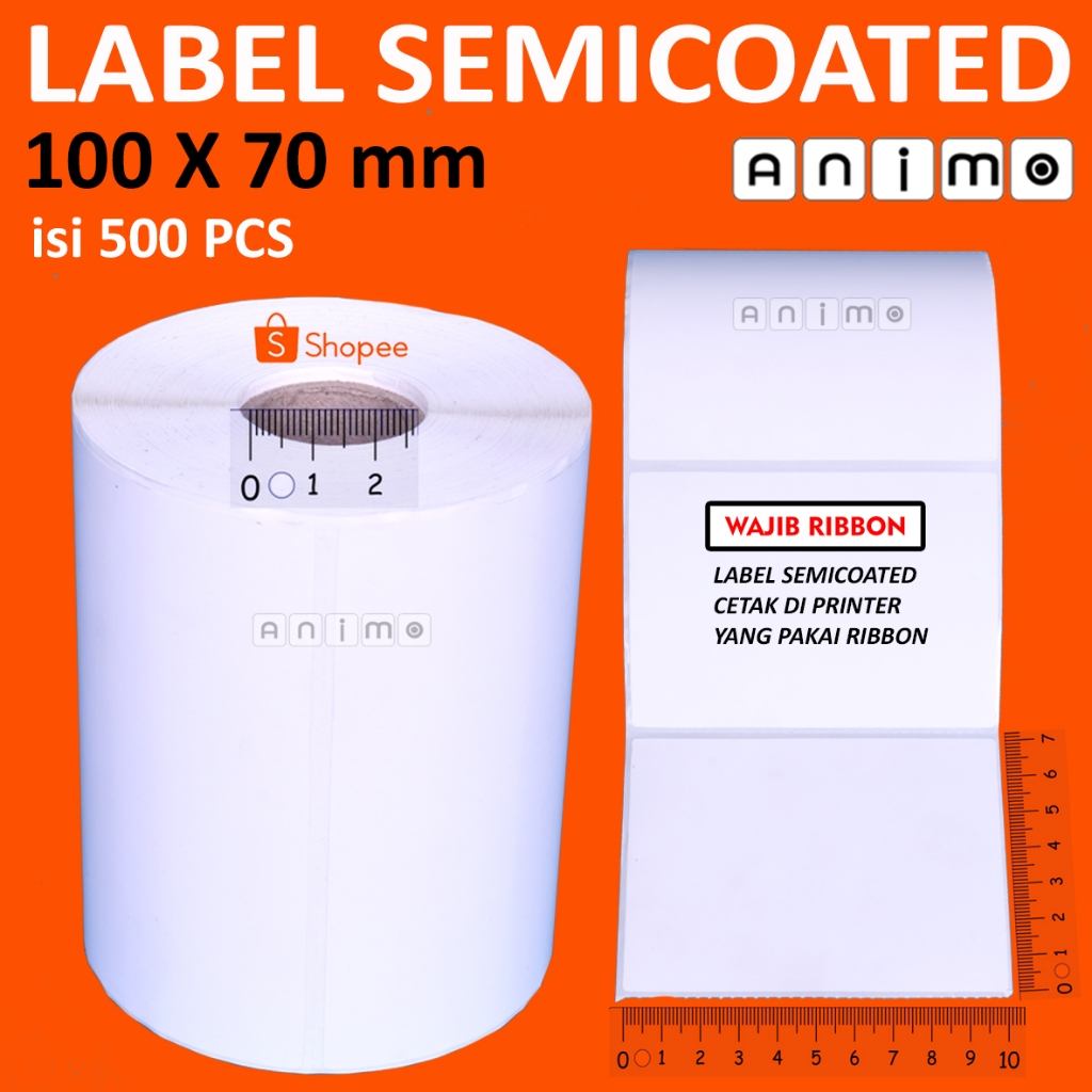 

LABEL SEMICOATED 100 x 70 isi 500 pcs - LABEL BARCODE Semicoated 100X70 MM - Stiker Barcode 10X7 cm ISI 500 PCS