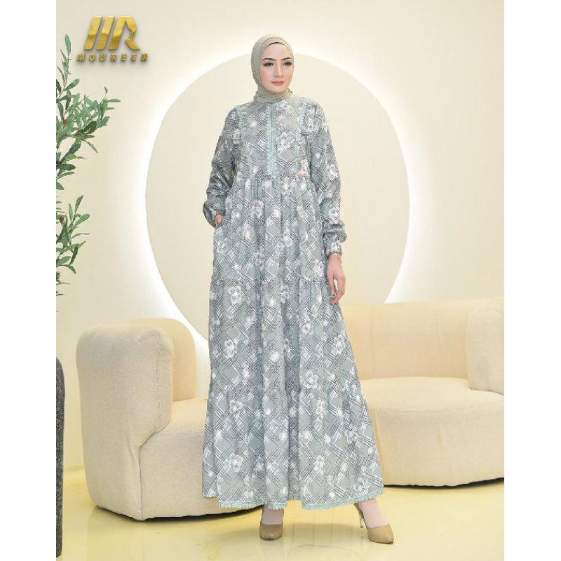 gamis karissa katun bordir timbul full furring terbaru-dress gamis muslimah wanita katun bordir rend