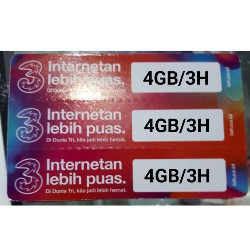 Voucher Tri Happy Mini Nasional 4GB/3Hari (isi 10 Pcs)