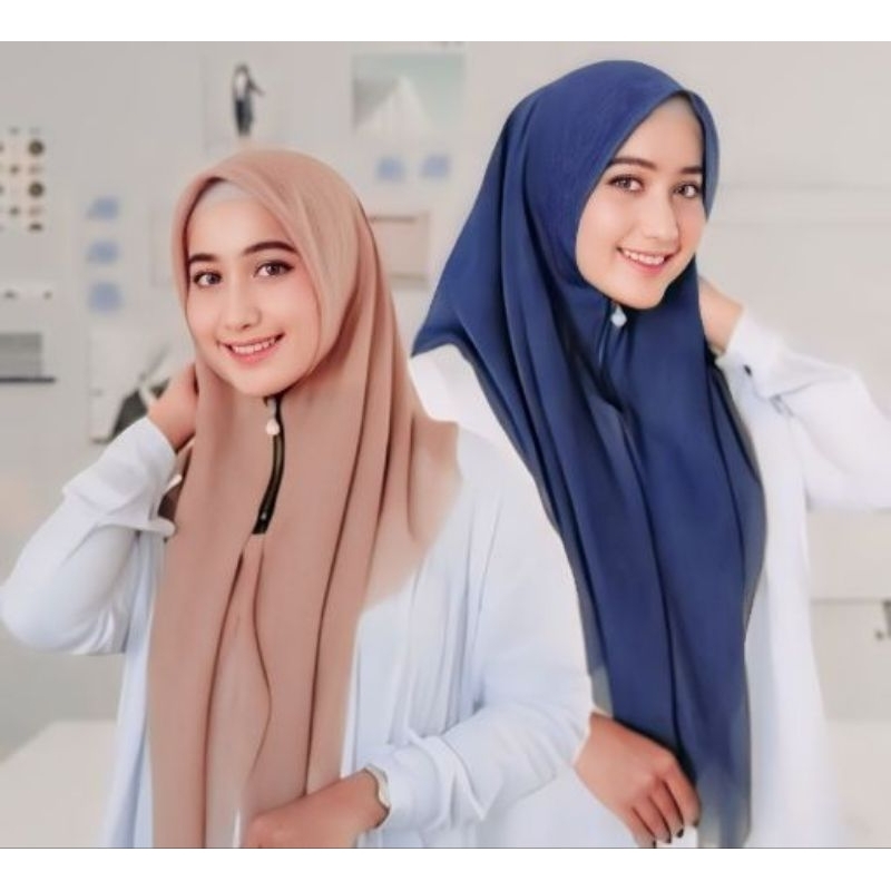 Hijab Instan Zipper Segi Empat Resleting Polycotton Premium Wanita Termurah | Kerudung Segi Empat In