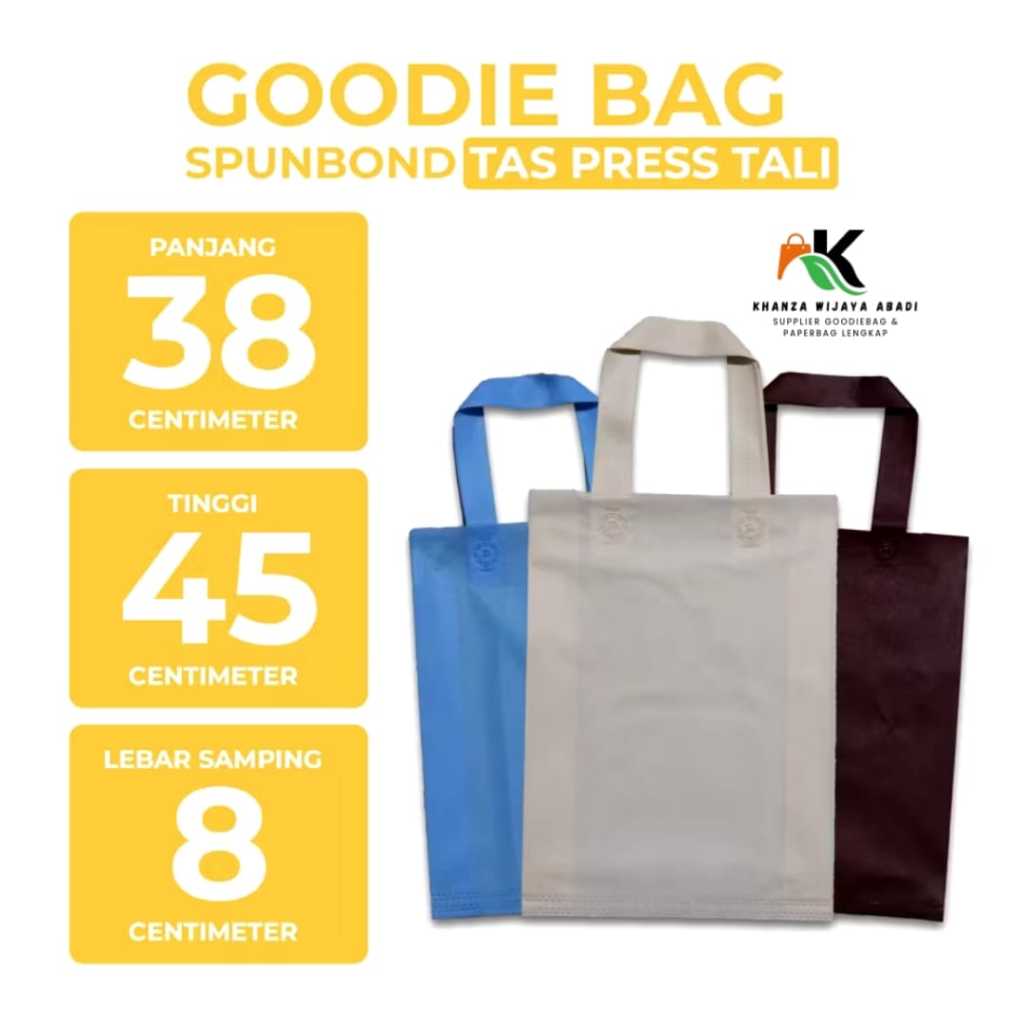 

Tas spunbond uk 38x45x8 Polos / gramasi 75 / Harga Lusinan / Tas Goodie Bag