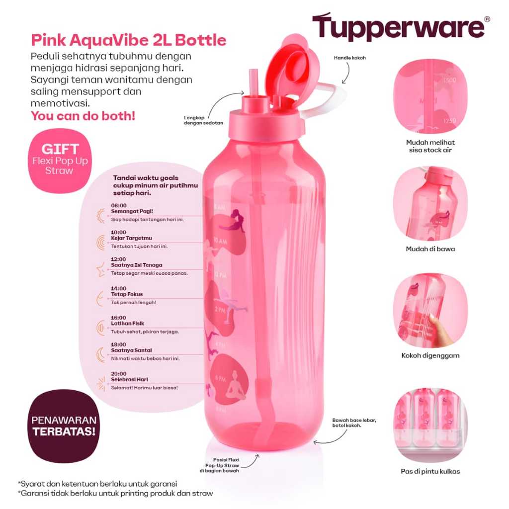 Aquavibe 2L / Botol Minum Tupperware Original Termurah