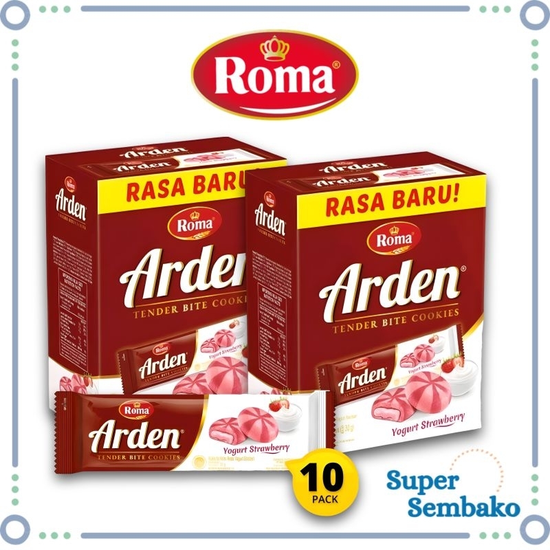 

SNACK KUE COOKIES CREAM ROMA ARDEN YOGURT STRAWBERRY 30gr ISI 10 BUNGKUS