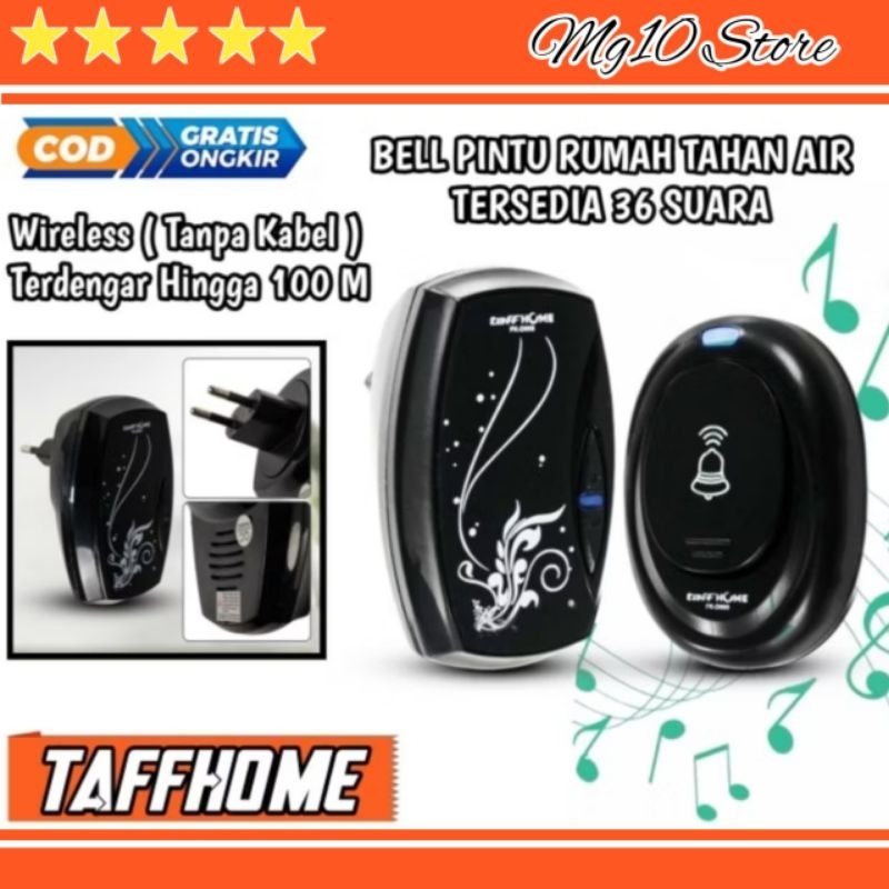 Bel bell Pintu Alarm Wireless Tanpa Kabel Anti air Waterproof EU Plug 36 Suara