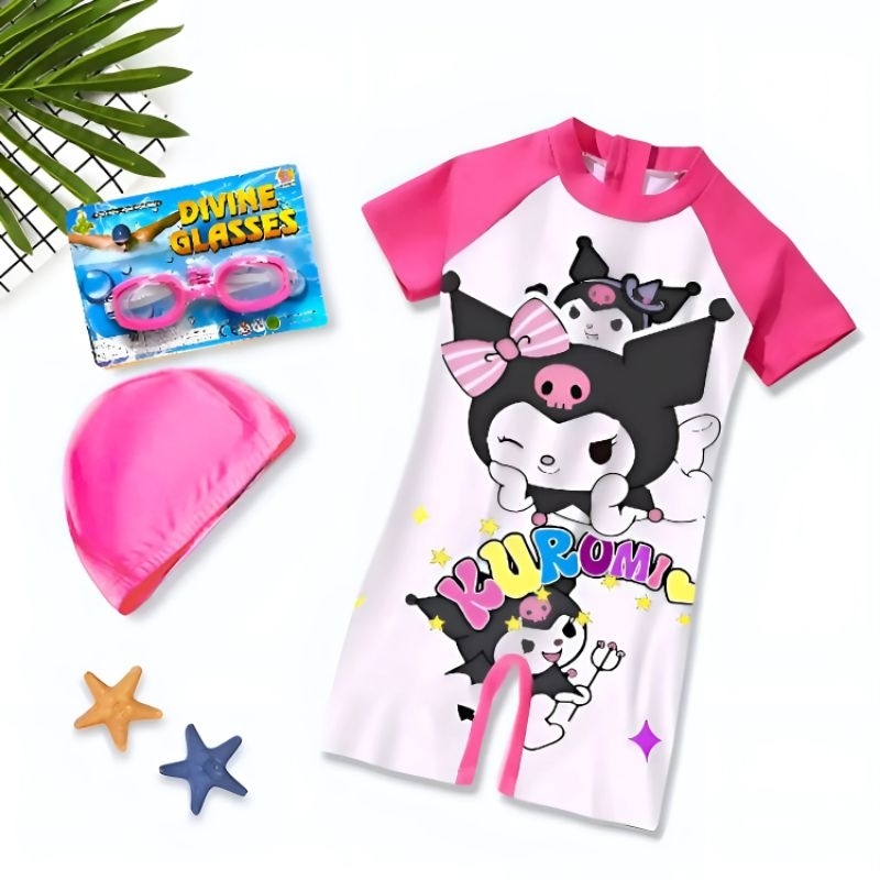 baju renang anak kuromi baju renang anak perempuan+kacamata+topi