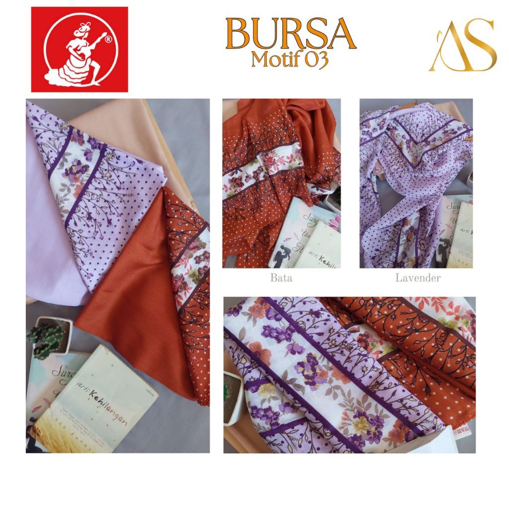 UMAMA SQUARE HIJAB SEGIEMPAT BURSA MOTIF 03 UKURAN 110X110CM / UMAMA SCARF JILBAB SEGI EMPAT VOAL PR