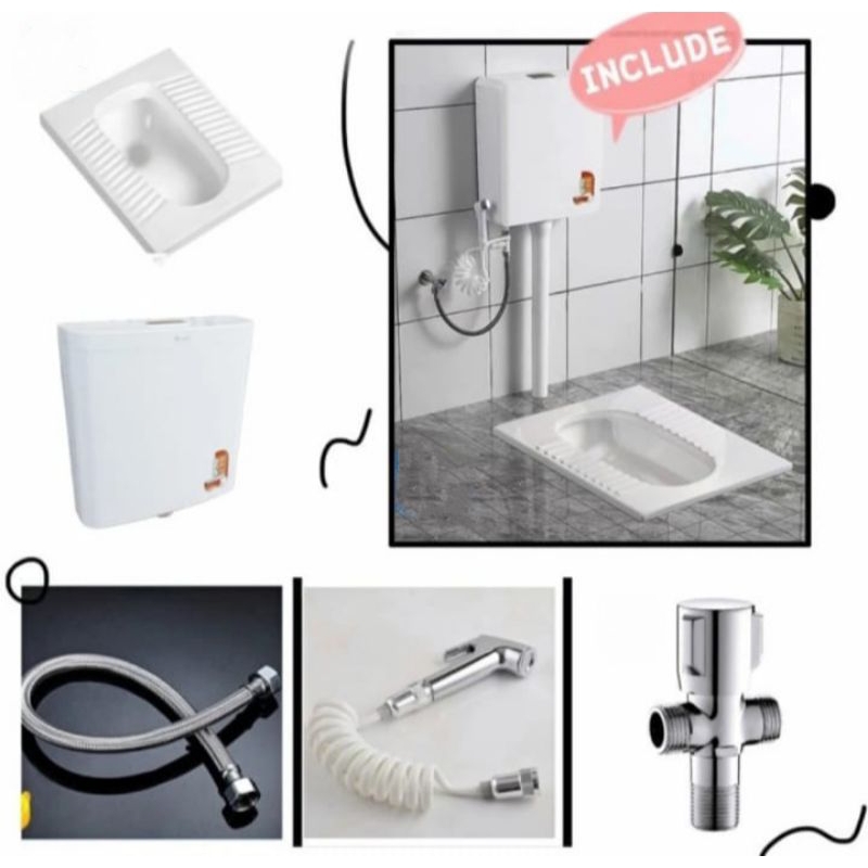 Set Toilet Jongkok / Kloset jongkok With Flush MR TAO