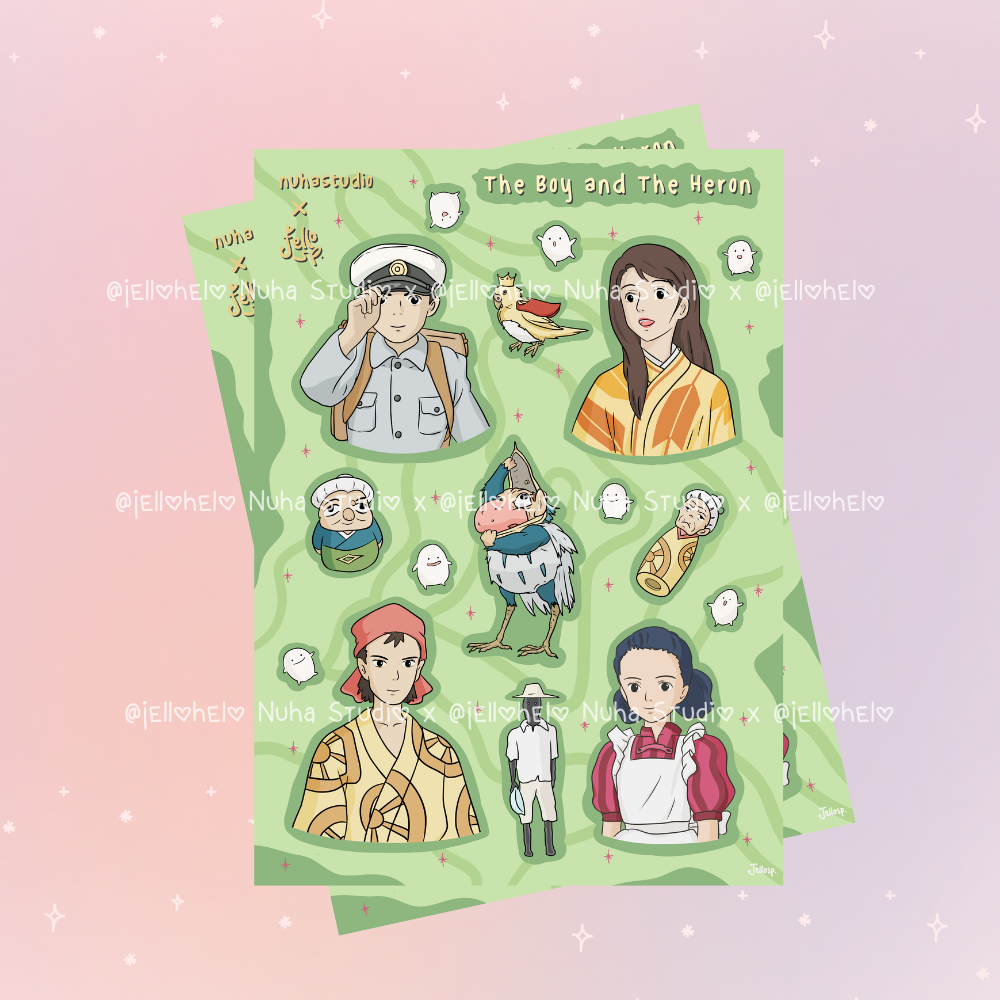 

Sticker by jellohelo | Ghibli The Boy and The Heron Mahito Maki, Kiriko Maki, Natsuko Maki, The Heron, The Grey Heron, Himi, Shoichi Amamiya, Hisako Sawamoto, Kiyoko Amamiya, Shizuka Sawamoto | Aesthetic Sticker Estetik Stiker HP Laptop Botol Cute Water