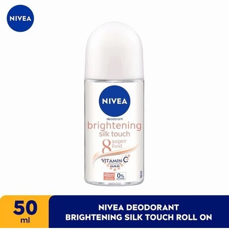 NIVEA Deodorant Roll On Brightening Silk Touch 50ml - Mencerahkan & Kulit Ketiak Halus Seperti Sutra