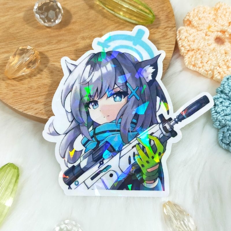 

Sticker Hologram Brokenglass Fanmerch Shiroko Sunaookami Blue Archive Original Fanart by Merch Trove