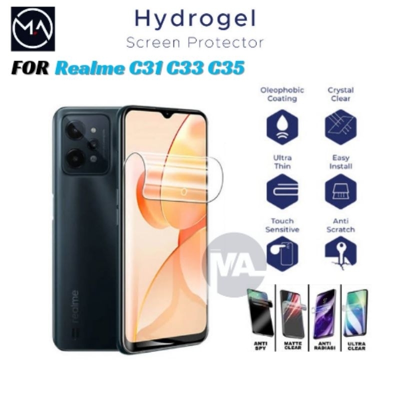 Anti Gores Hydrogel Realme C31 C33 C35 Clear HD Blue Matte Spy Privacy Screen Protector
