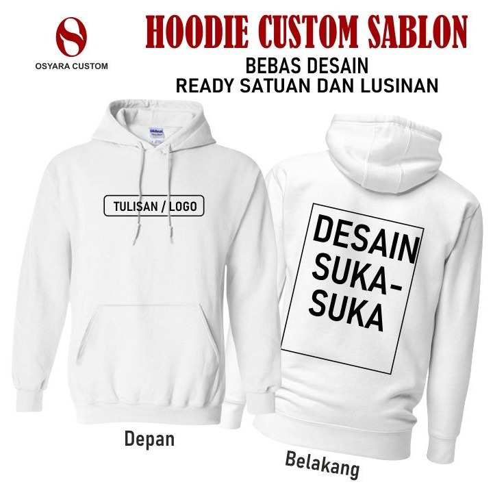 Sweater Hoodie Custom Sablon Satuan / Hoodie Sablon Suka-suka / Hoodie Custom Sablon Sesuka Hati