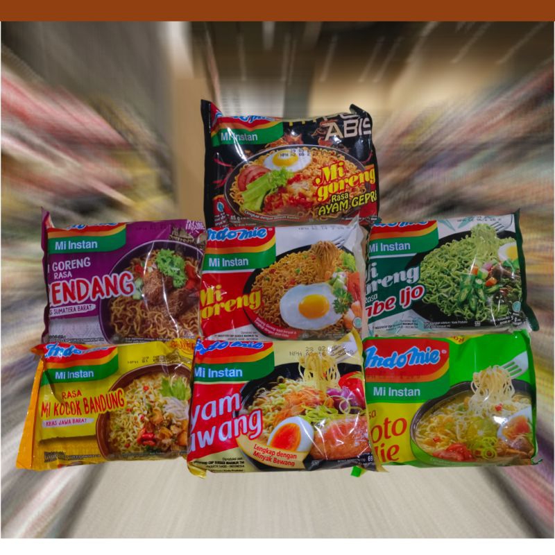 

MIE INSTAN INDOMIE 2 BUNGKUS REBUS, KUAH, GORENG 70gr, 80gr