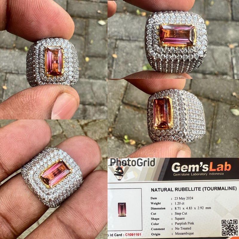 Cincin Batu Tourmaline Ring Perak Natural Rubellite tourmaline batu rubelite turmaline