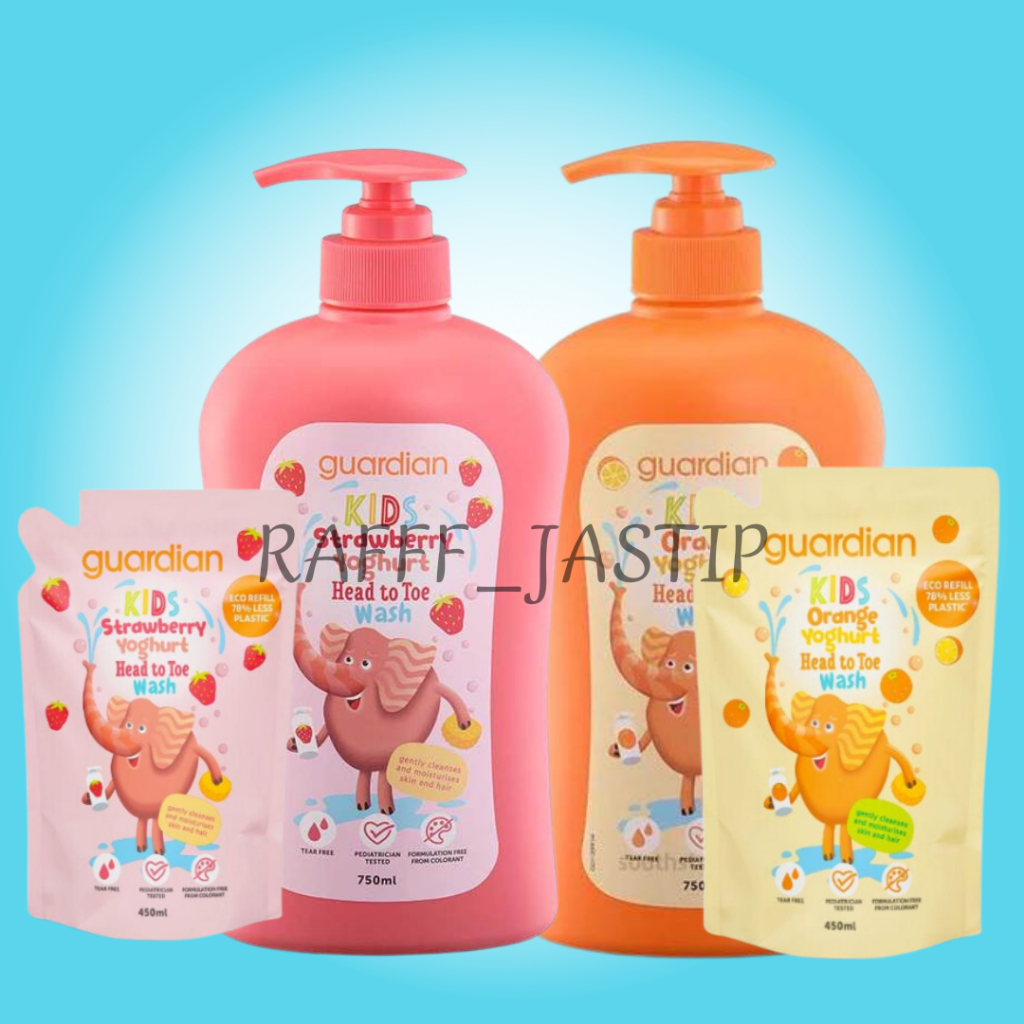GUARDIAN KIDS HEAD TO TOE 750 ML - 450 ML | SABUN & SHAMPO ANAK GUARDIAN EXTRA YOGHURT DAN MADU