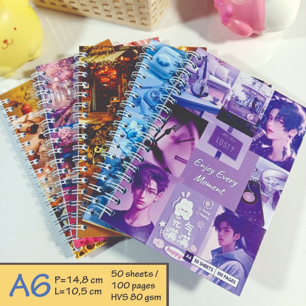 

Notebook Aesthetic A6 / Buku Catatan / Jurnal / Gift / Varian Jilid Samping
