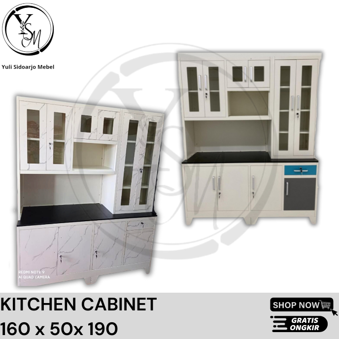 Kitchen Set lebar 160 cm - Kitchen Cabinet Besi - Kitchen Set Besi - Lemari Dapur Besi