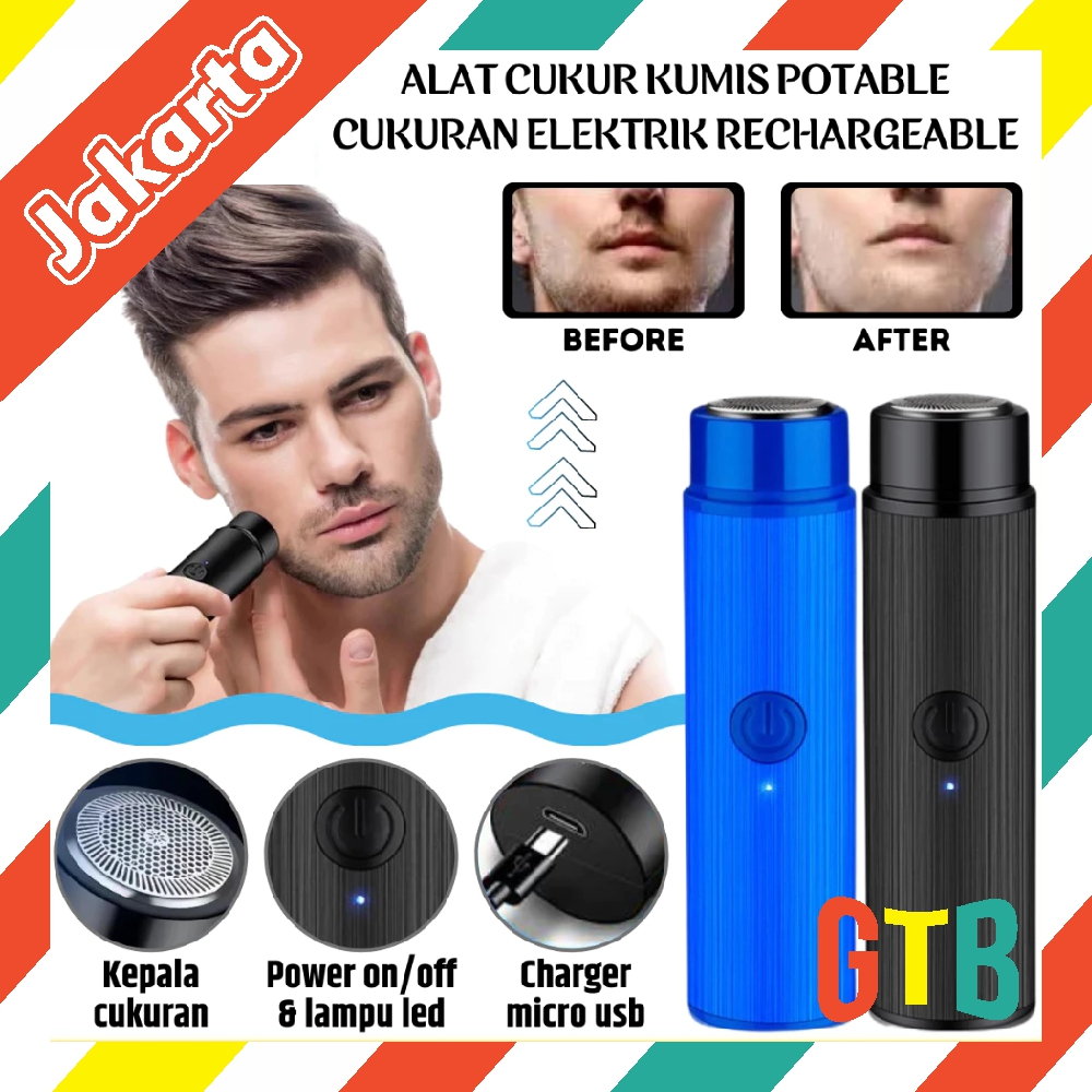 GTB Alat Cukur Jenggot Elektrik Mini Portable / Alat Cukur Kumis Jenggot / Shaver Mini Rechargeable 